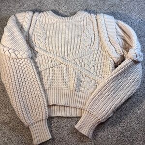 Ronny Kobo Cream Chunky Cable Knit Sweater XS